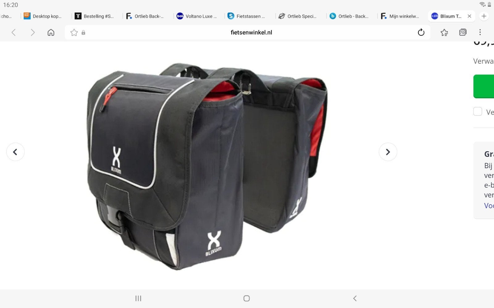 Blixum fietstassen 20 Liter - Zo goed als nieuw, Ophalen of Verzenden, Gebruikt