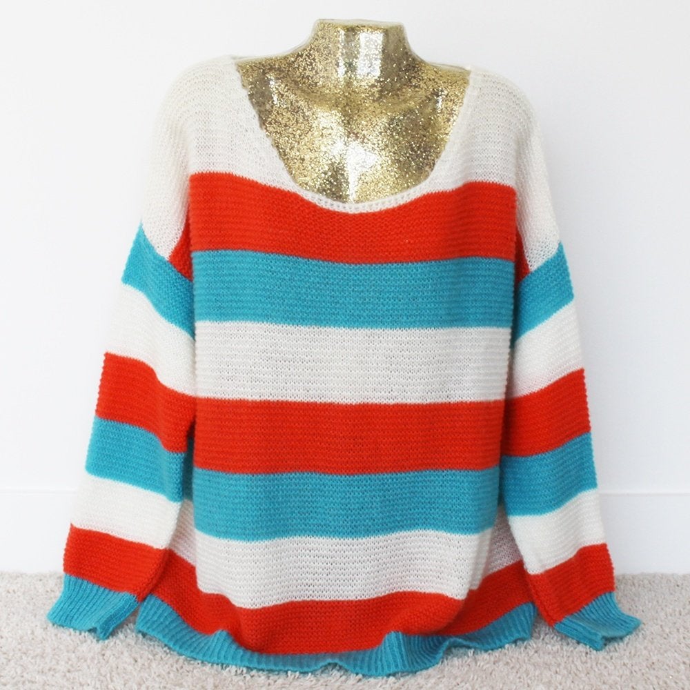 Mooie Gebreide Turquoise Trui By Daan (One Size) - 79 € 20,-