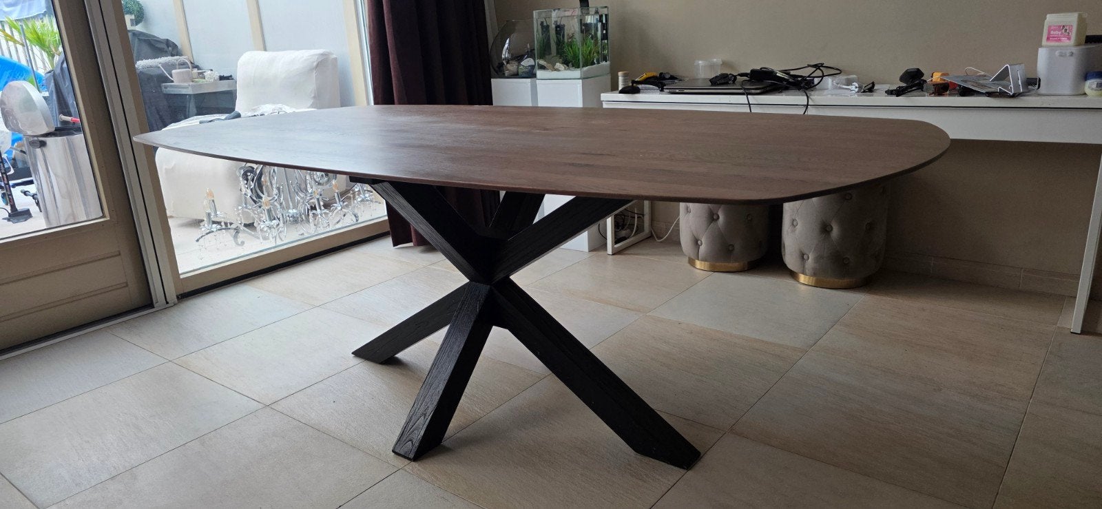 Deense eettafel 220x110cm,, Ophalen, 100 tot 150 cm, 200 cm of meer, Zo goed als nieuw