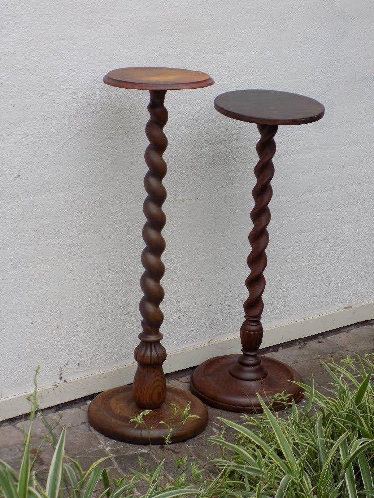 Plantenzuil pedestal brocante gedraaide voet klassiek, Ophalen, Gebruikt