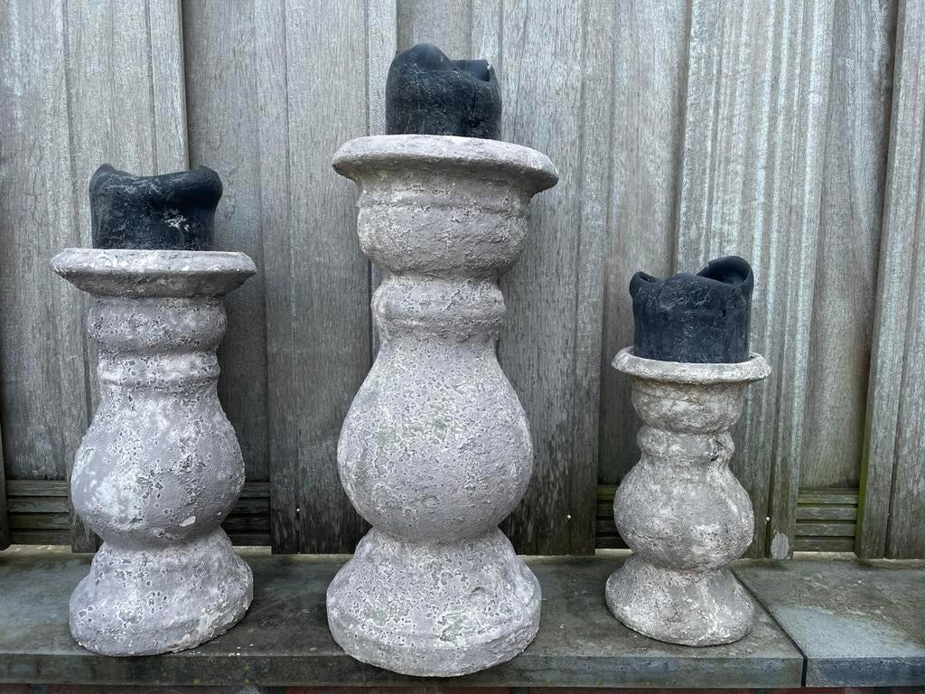 Set Kandelaars 43 cm hoog voor binnen / buiten, Ophalen, Overige materialen, 25 tot 50 cm, Zo goed als nieuw