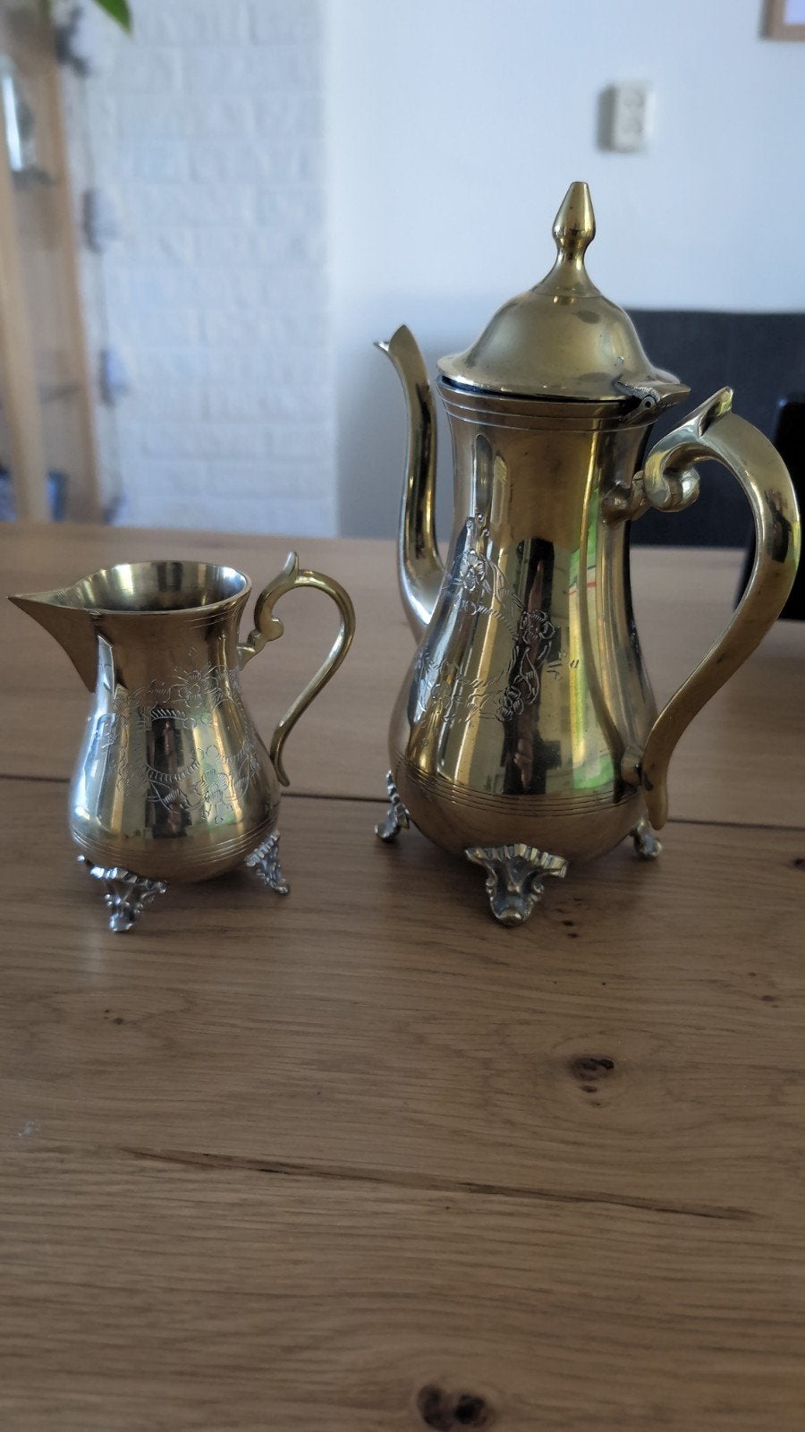 Vintage Verzilverde Koffie- en Roomkannetje Set, Ophalen