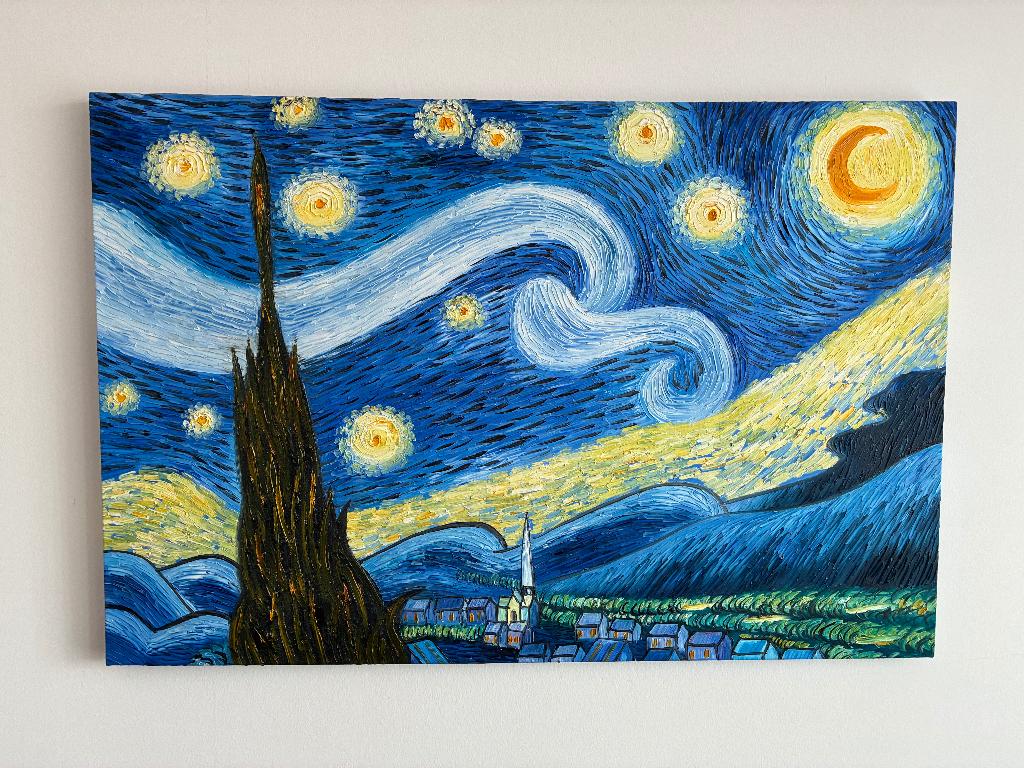 Reproductie in olieverf schilderij Van Gogh Sterrennacht, Ophalen