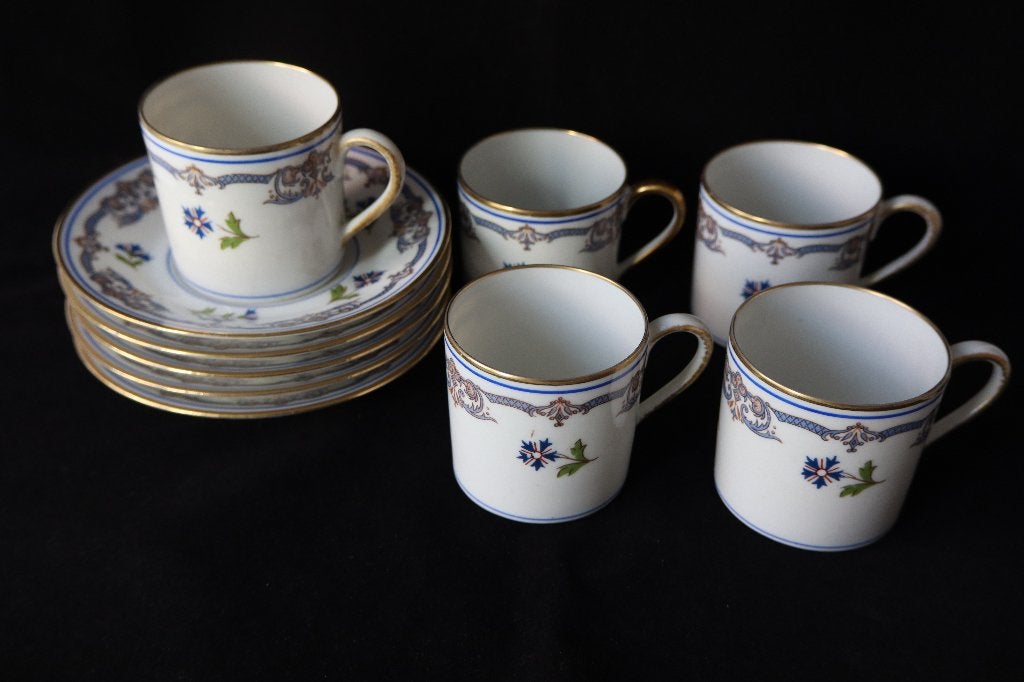 Antiek C Ahrenfeldt Limoges koffie set x 5 1893-1930, Ophalen of Verzenden