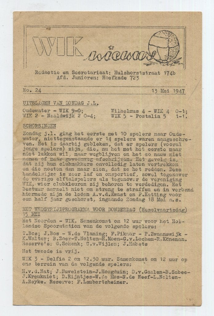 Voetbalvereniging WIK, Den Haag: clubblad WIK nieuws, Ophalen of Verzenden, Gebruikt, Overige binnenlandse clubs, Boek of Tijdschrift