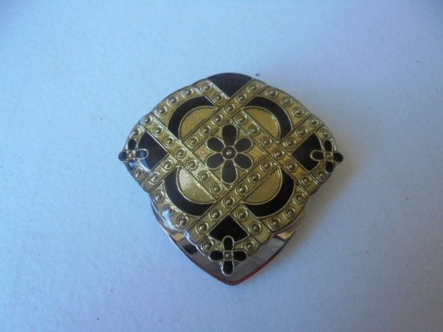 Vintage sjaalklem  zwart/goud, Overige materialen, Minder dan 4 cm, Ophalen of Verzenden, Zo goed als nieuw