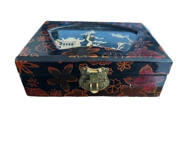 Chinees diorama sieraden kistje doos box chinese, Antiek en Kunst, Kunst | Niet-Westerse kunst, 6 cm, Doos, Ophalen of Verzenden