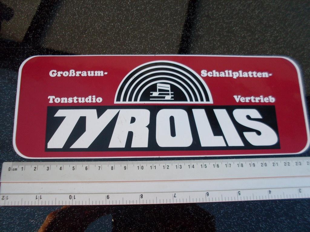 grote sticker tyrolis logo schallplatten tonstudio vertrieb, Verzamelen, Stickers, Verzenden, Zo goed als nieuw, Bedrijf of Vereniging
