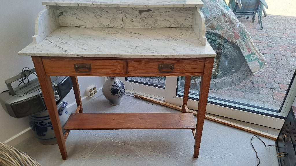 Vintage wastafel / brocante commode met marmerenblad, Ophalen, Gebruikt, Overige typen