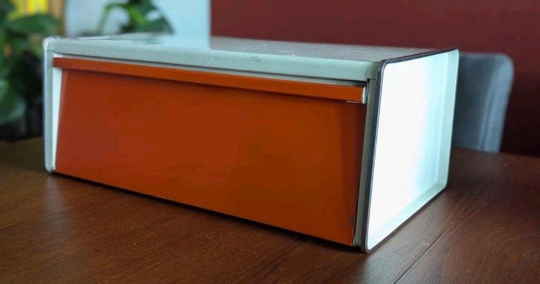 Vintage broodbox broodbak, Broodtrommel, Ophalen, Gebruikt, Oranje