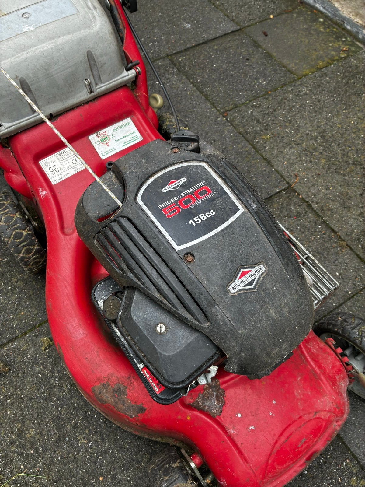 Ibea grasmaaier met Briggs & Stratton 500 motor, 158cc, Ophalen, Cirkelmaaier, Gebruikt, Opvangbak