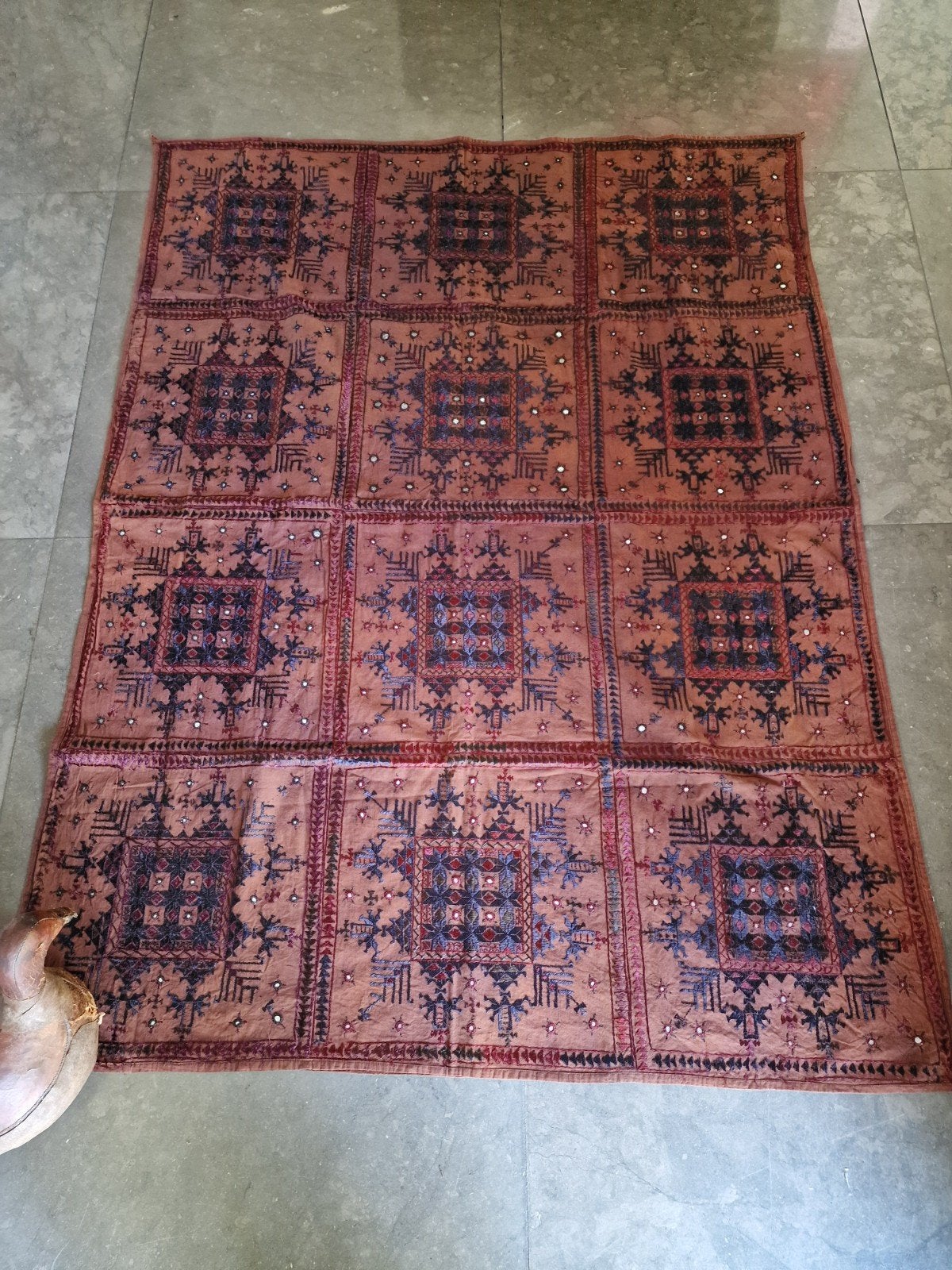Handgemaakt wandkleed met spiegeltjes uit Rajasthan, Meerkleurig, Nieuw, Ophalen of Verzenden, Oosters
