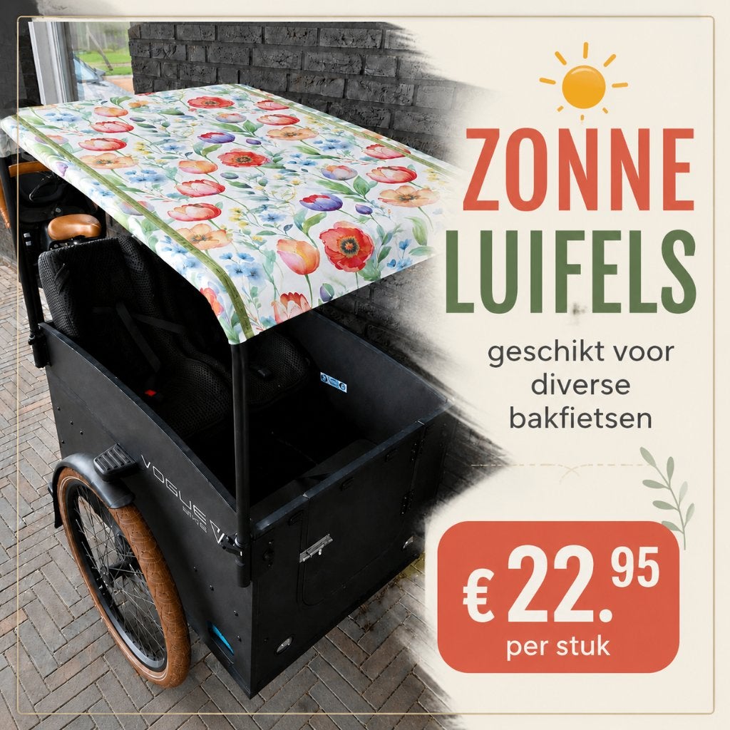 Zonneluifels geschikt voor diverse bakfietsen €22.95, Fietsen en Brommers, Ophalen of Verzenden, Nieuw, Yokids