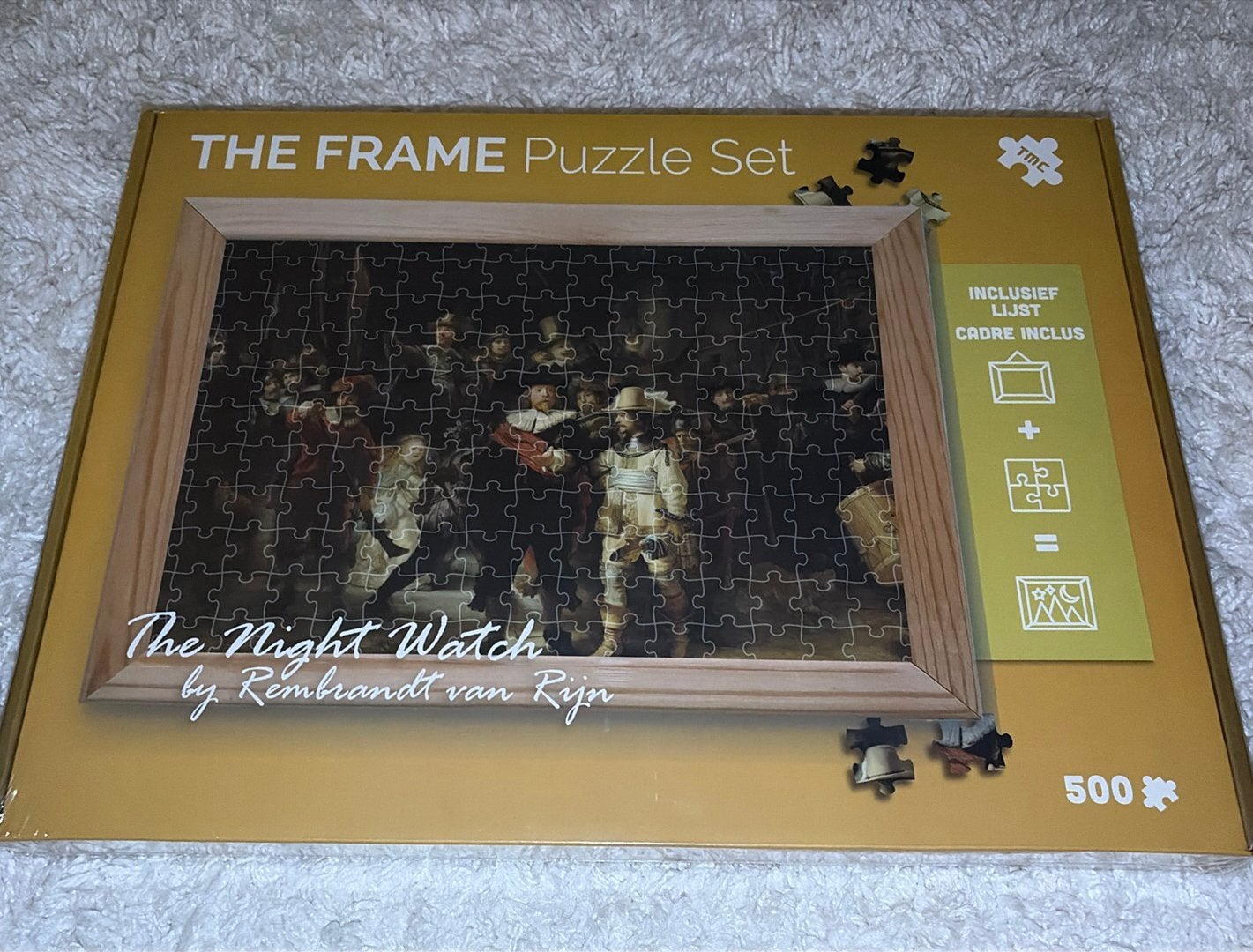 The Frame Puzzel set De Nachtwacht TMC 500 stukjes Nieuw!, Hobby en Vrije tijd, Denksport en Puzzels, Ophalen of Verzenden, 500 t/m 1500 stukjes