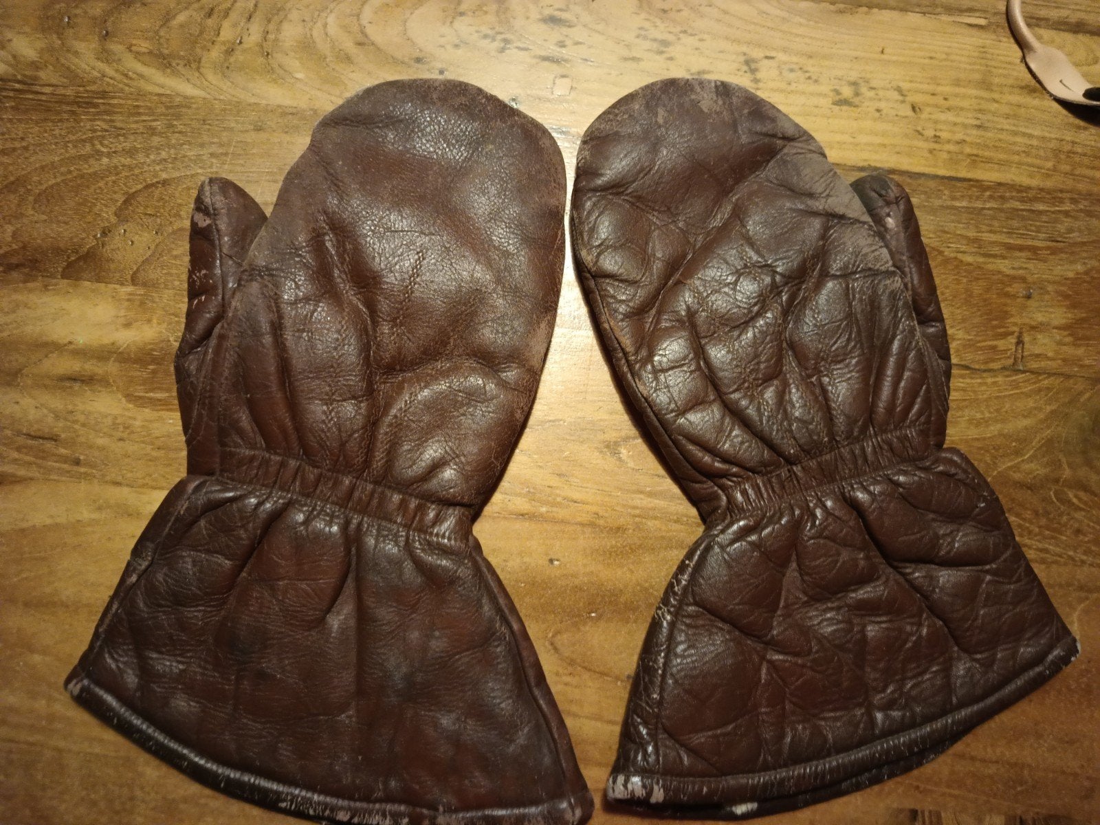 Vintage Leren Wanten - Bruin, Gevoerd brommerhandschoenen, Ophalen of Verzenden