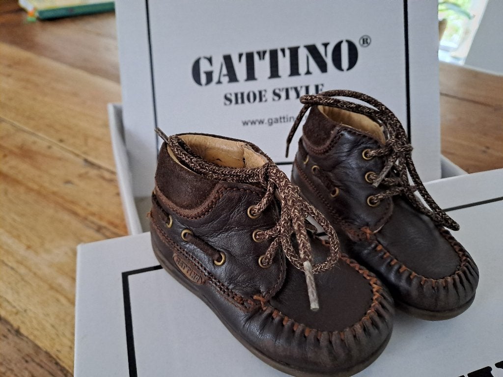 Gattino, leren schoentjes, babyschoenen, maat 19, Schoentjes, Jongetje of Meisje, Ophalen of Verzenden, Zo goed als nieuw