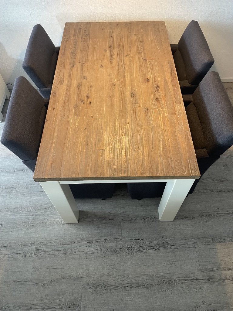 Eetkamer tafel + 4 stoelen, Ophalen, Gebruikt, 50 tot 100 cm, 150 tot 200 cm