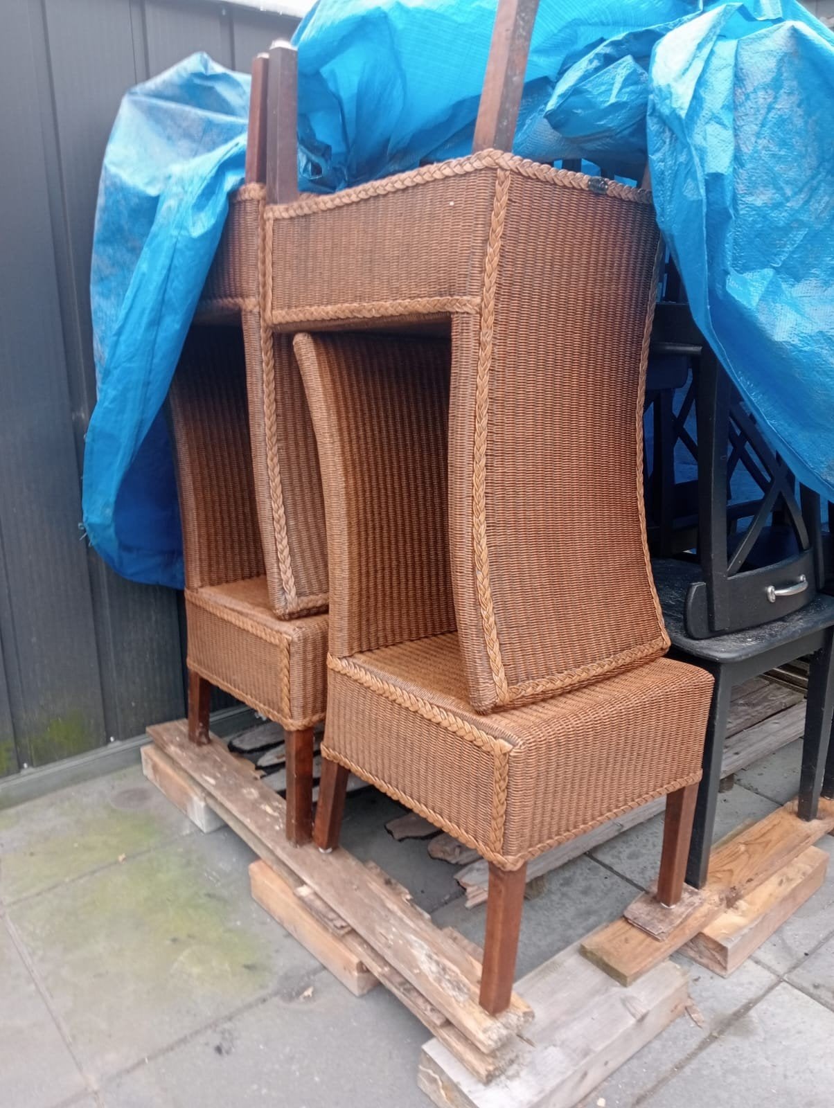Lloyd loom eetkamerstoelen, Ophalen, Gebruikt, Bruin, Vier