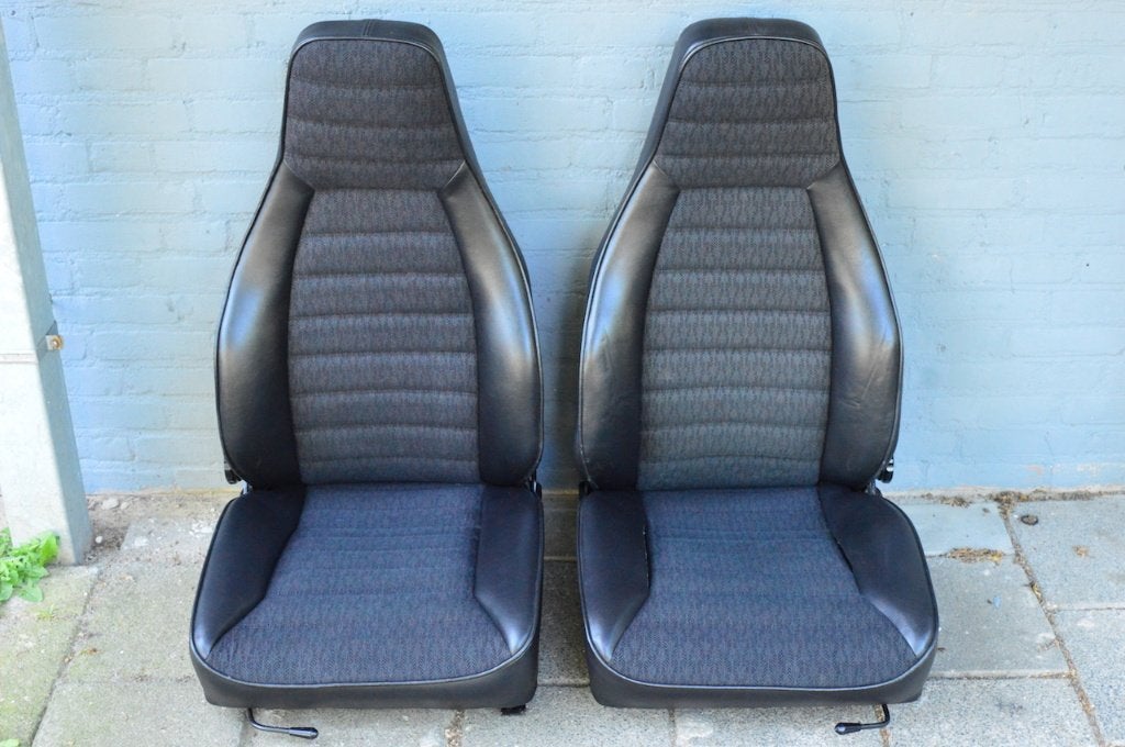 vroege Porsche 911 stoelen Zwart +StofHahnentritt ORIGINEEL, Auto-onderdelen, Interieur en Bekleding, Ophalen, Gebruikt, Porsche