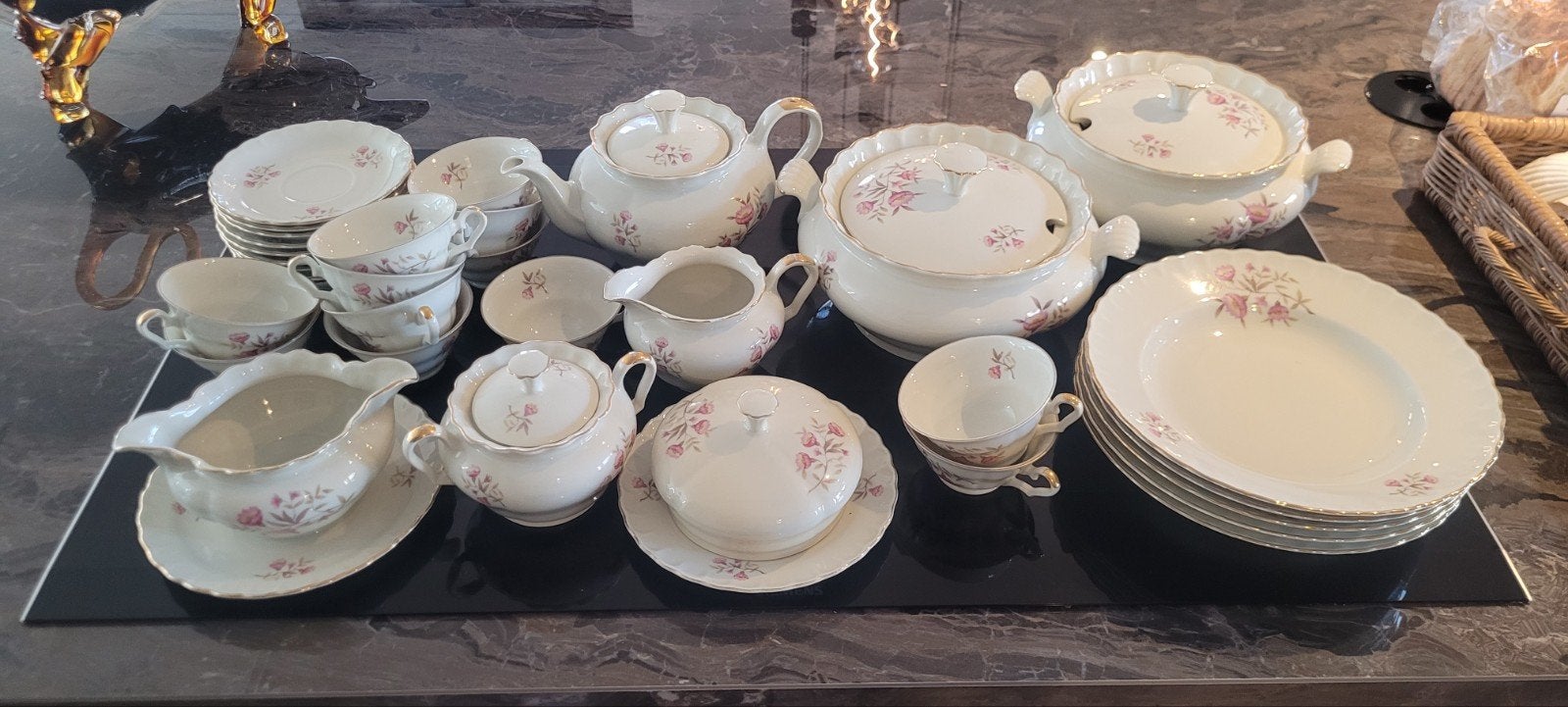 Mosa Maastricht Vintage Servies - 34 Delig met Gouden Rand, Ophalen of Verzenden