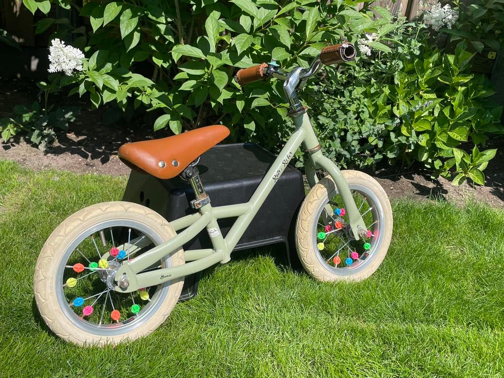 Retro Rider loopfiets - Groen met bruin zadel, Ophalen, Gebruikt