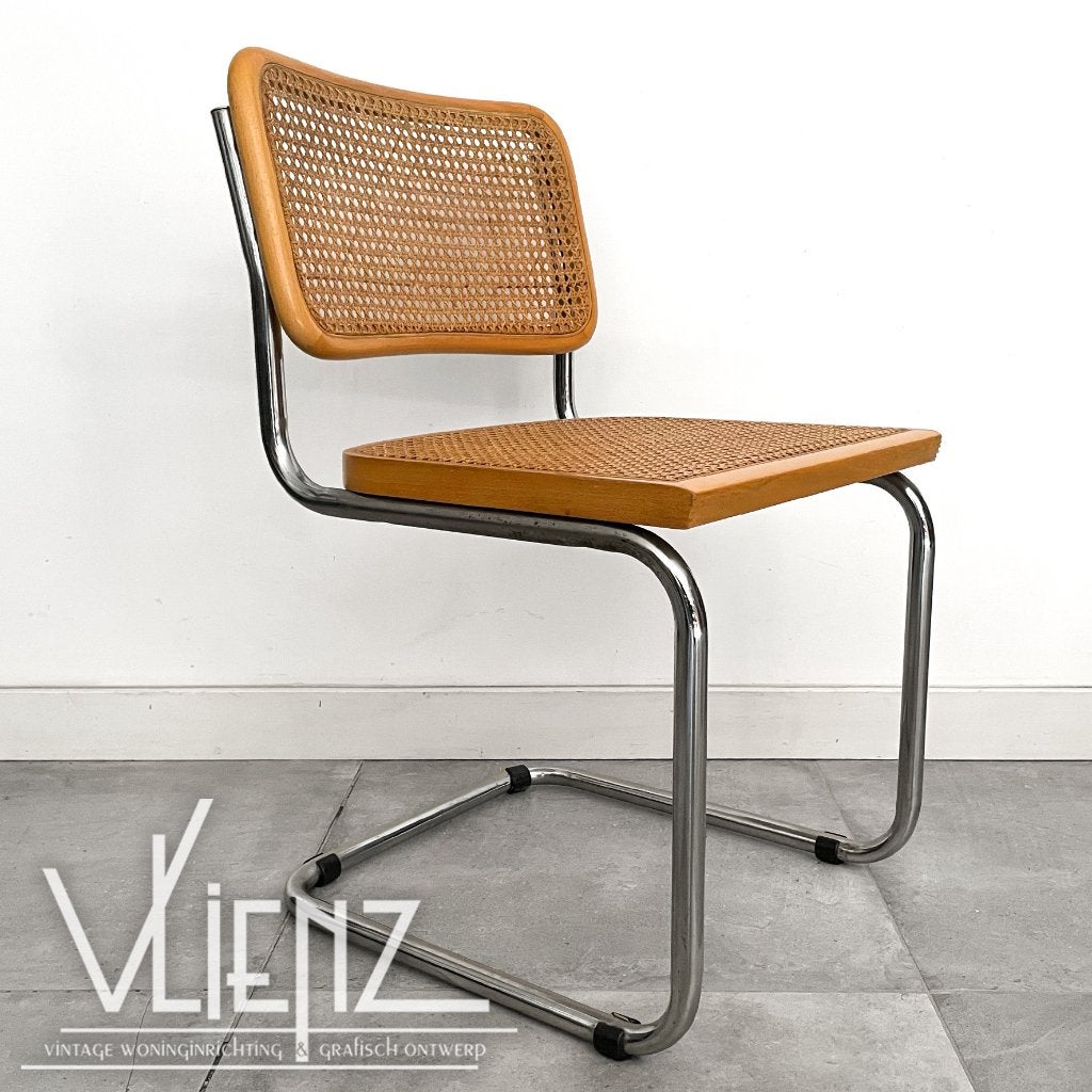 Vintage Cesca stoel, Marcel Breuer stijl, sledestoel buizen, Ophalen, Huis en Inrichting