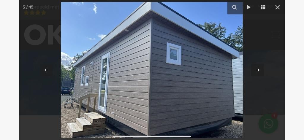 Bijna nieuw chalet van 11,5 m1 x 4,5 m1 drie slaapkamers, Tot en met 5