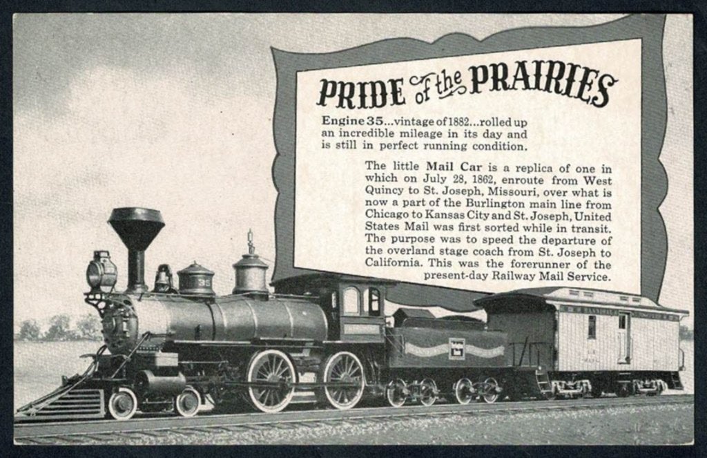 Spoorwegen : U.S. Pioneer Locomotive and First Railway Car, Verzamelen, Ophalen of Verzenden, Zo goed als nieuw, Trein, Kaart of Prent