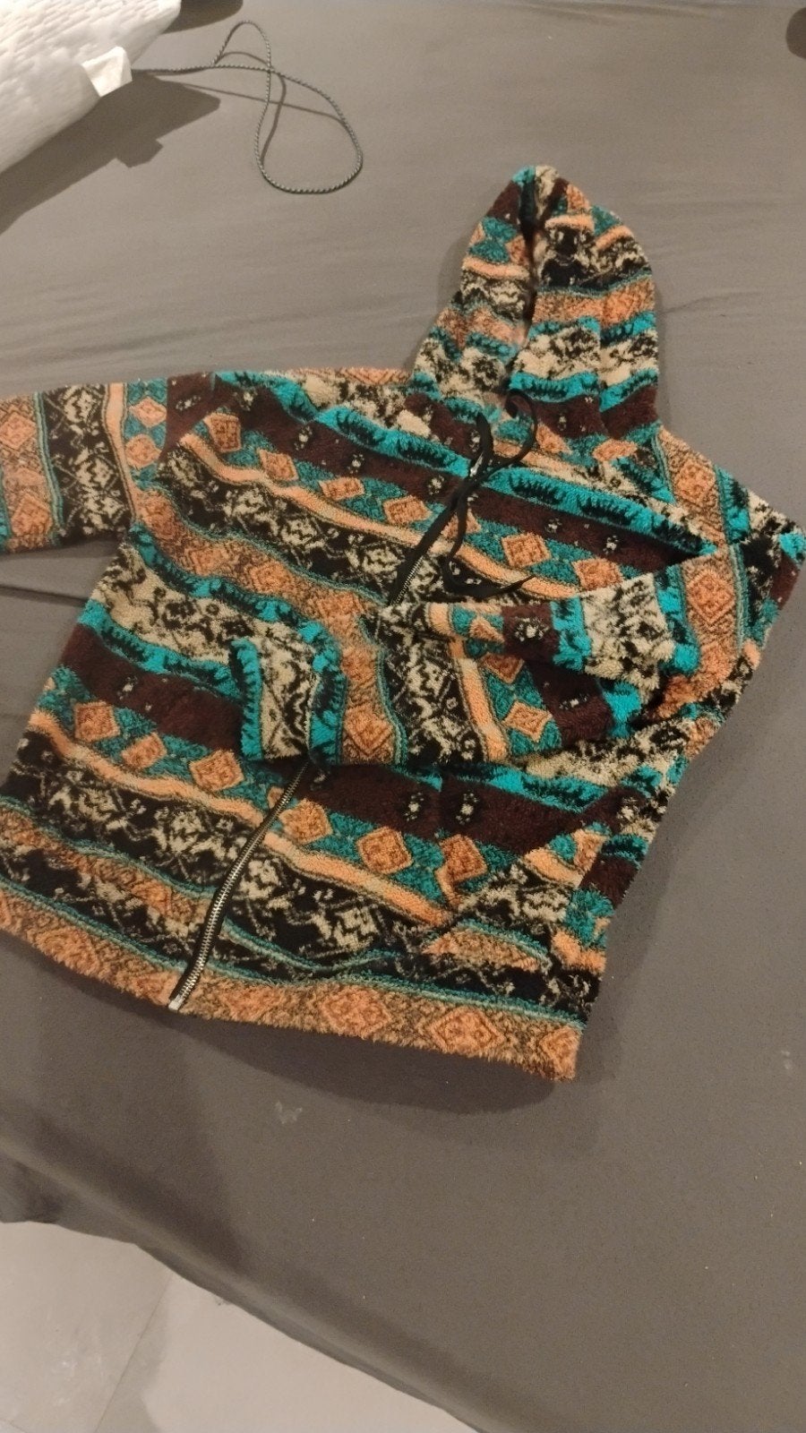 Fleece hoodie met etnische print - Maat S, Onbekend, Meerkleurig, Overige maten, Ophalen of Verzenden