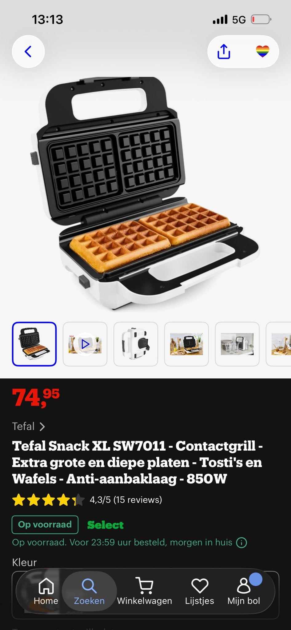 Tefal Snack XL SW7011 - Zo goed als nieuw, Witgoed en Apparatuur, Ophalen, Uitneembare platen, Zo goed als nieuw