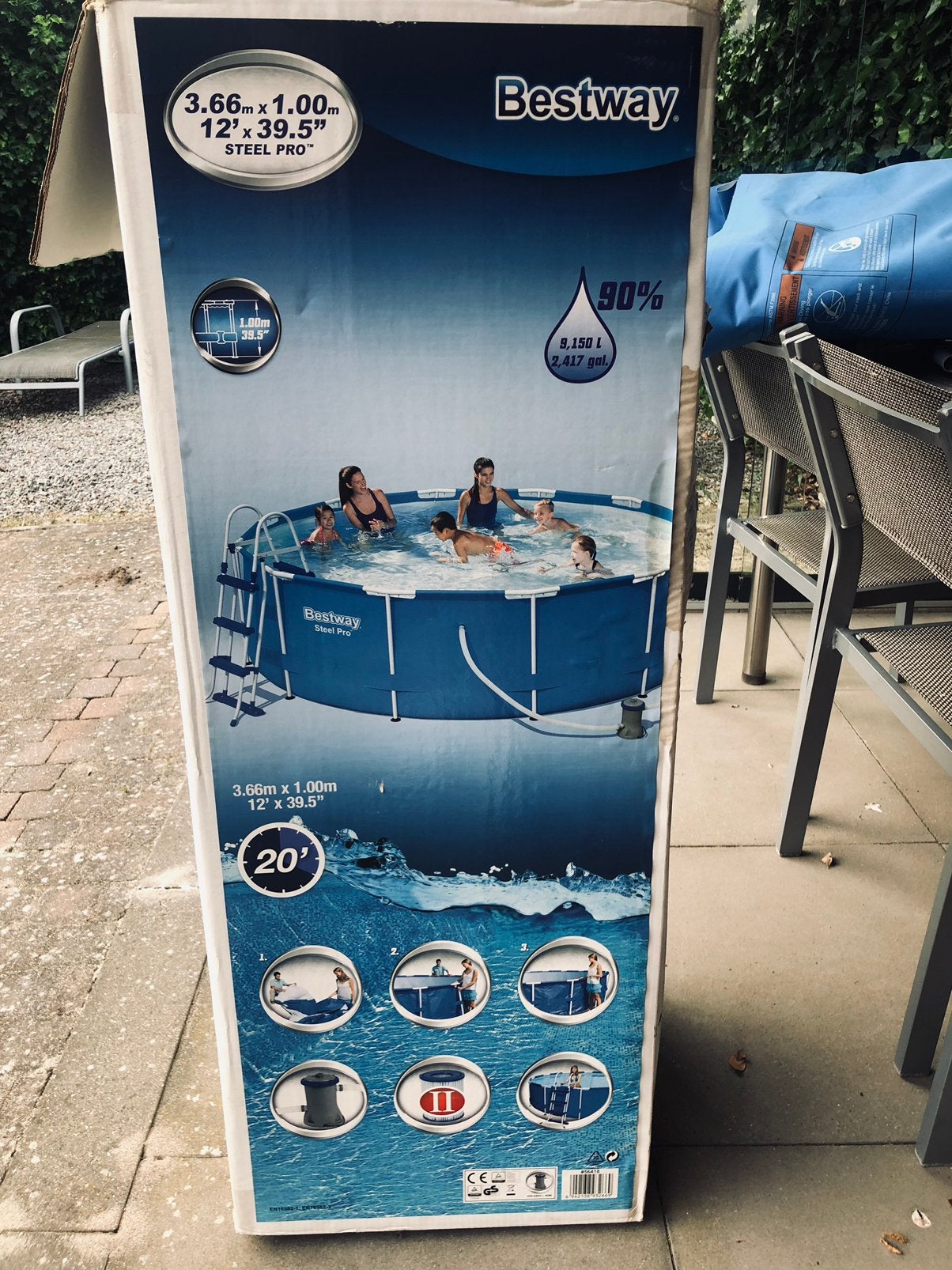 Gratis af te halen rond zwembad 360 doorsnede x 1 meter hoog, Ophalen, Gebruikt, 80 tot 120 cm, Rond