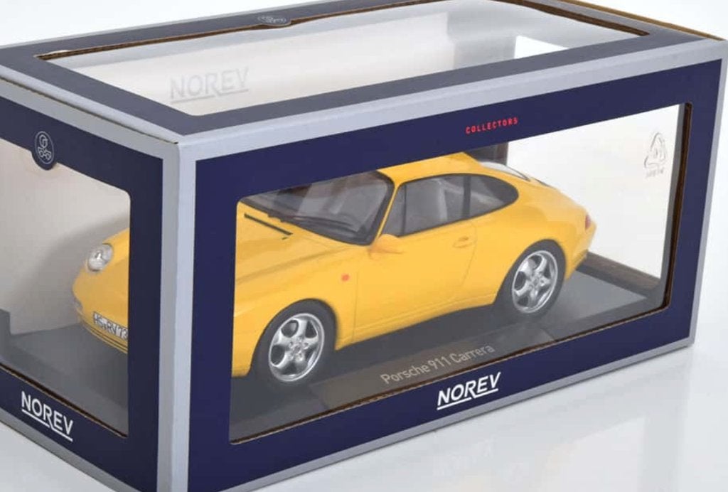 Porsche 911 Carrera 1994 GEEL schaal 1/18 NOREV Ref. 187596, Verzenden, Nieuw, Auto, Norev