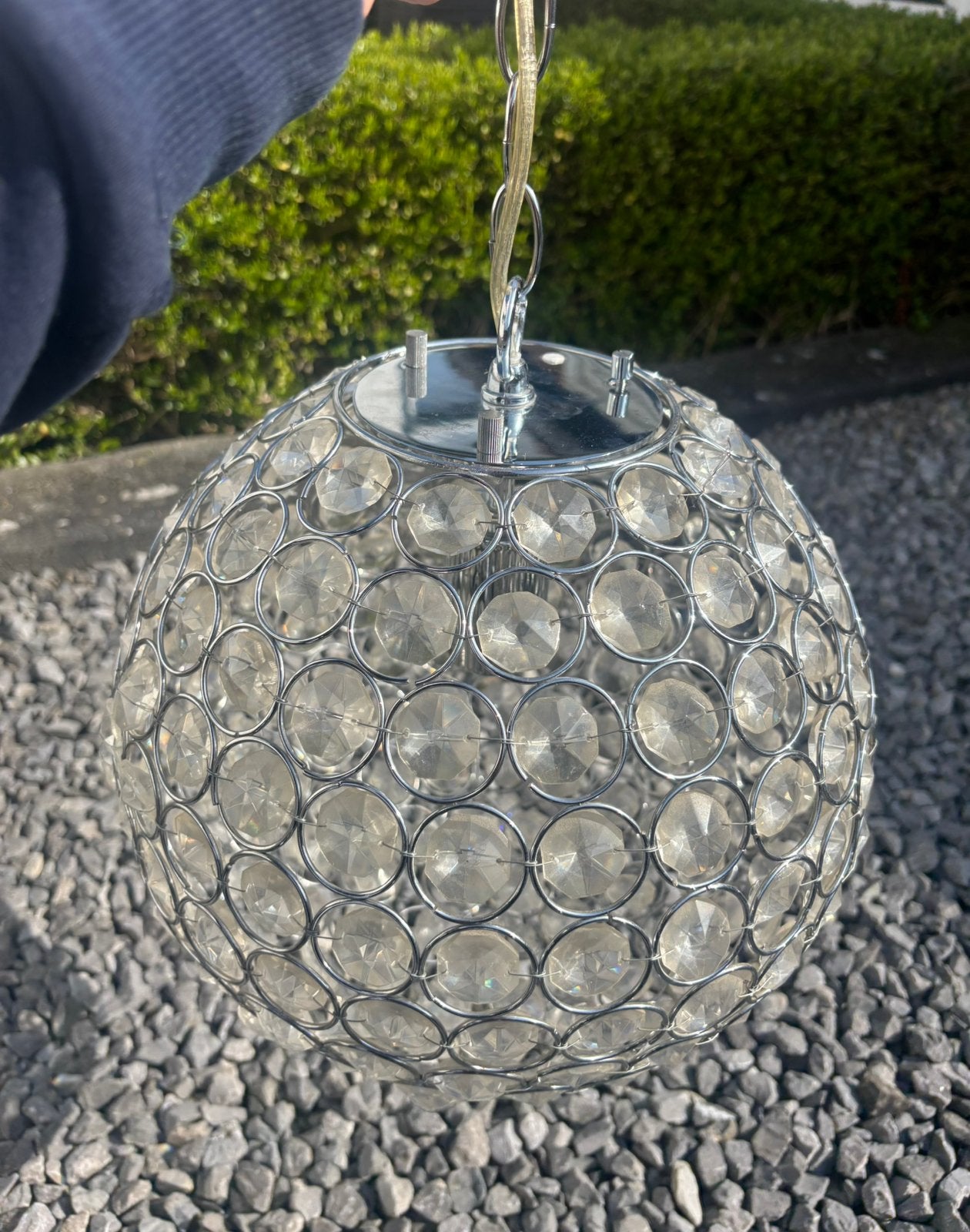 Grote ronde kroonluchter bol glaskristallen hanglamp plafond, Huis en Inrichting, Lampen | Kroonluchters, Ophalen