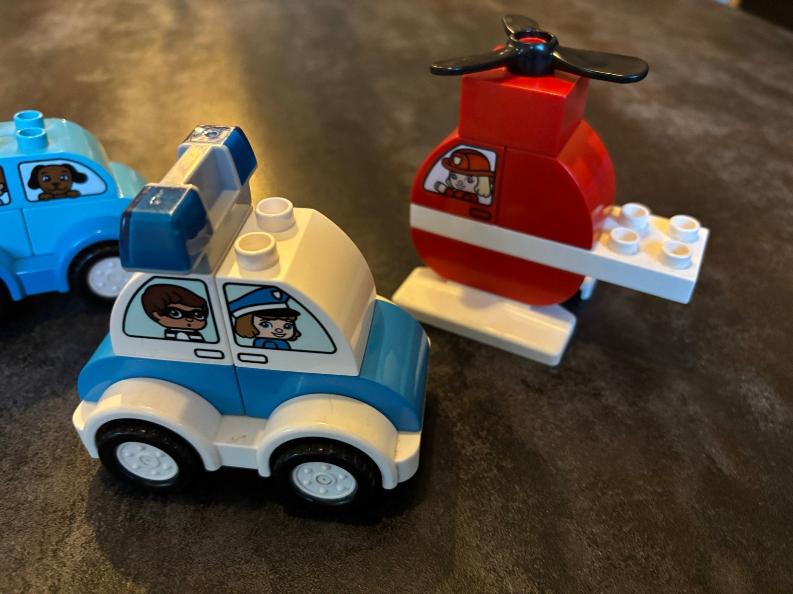 LEGO Duplo Voertuigen Set: Takelwagen, Auto's en Helikopter, Compleet, Gebruikt, Overige thema's, Ophalen of Verzenden