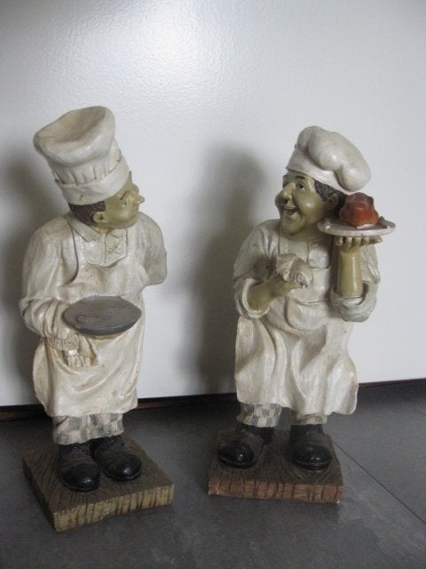 SET LAUREL EN HARDY BEELDEN - L&H als banket bakkers, Verzamelen, Ophalen, Zo goed als nieuw, Actiefiguur of Pop