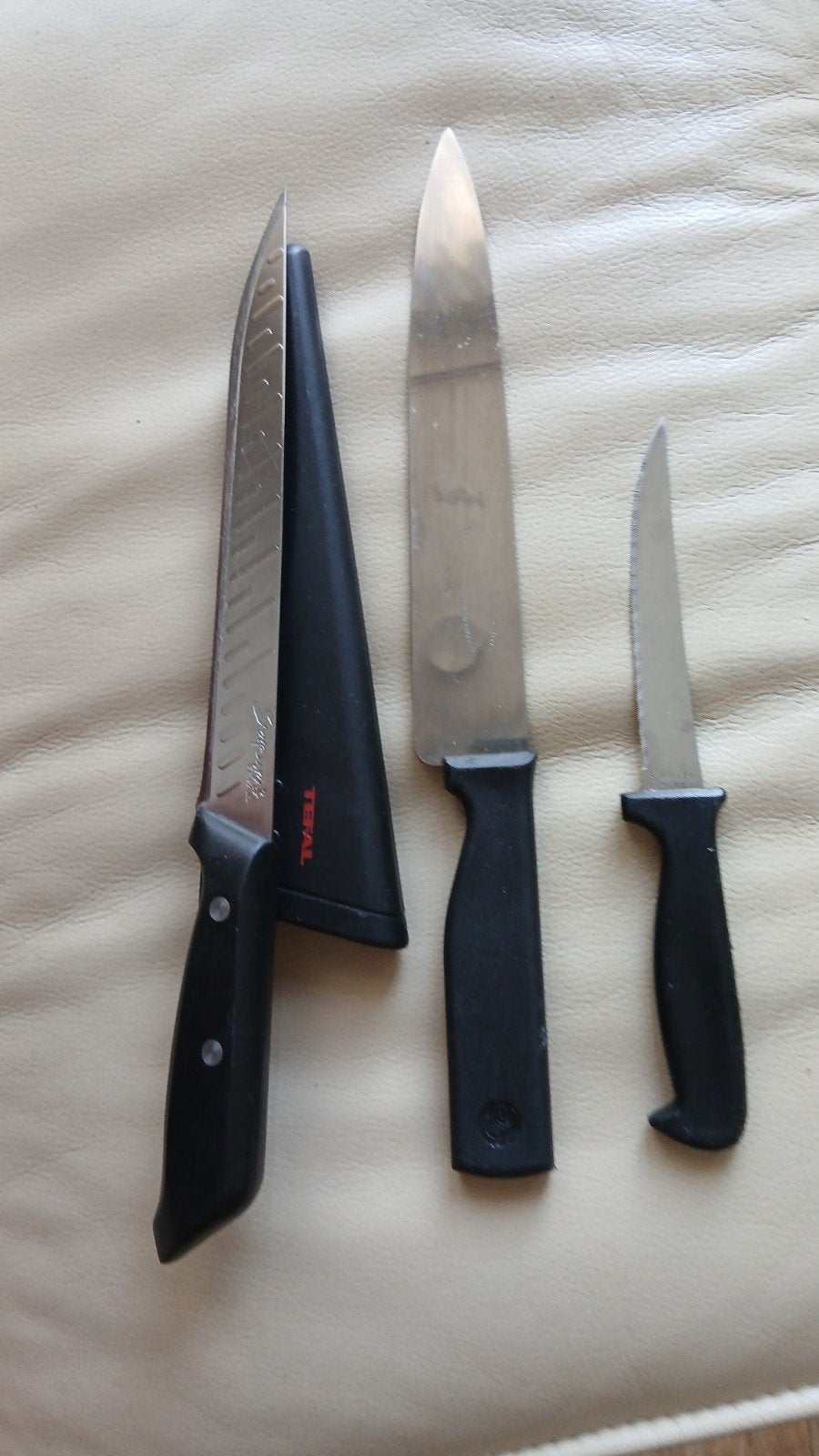 Snijmes 3 st  (1 Tefal), Ophalen of Verzenden, Zo goed als nieuw, Rvs of Chroom