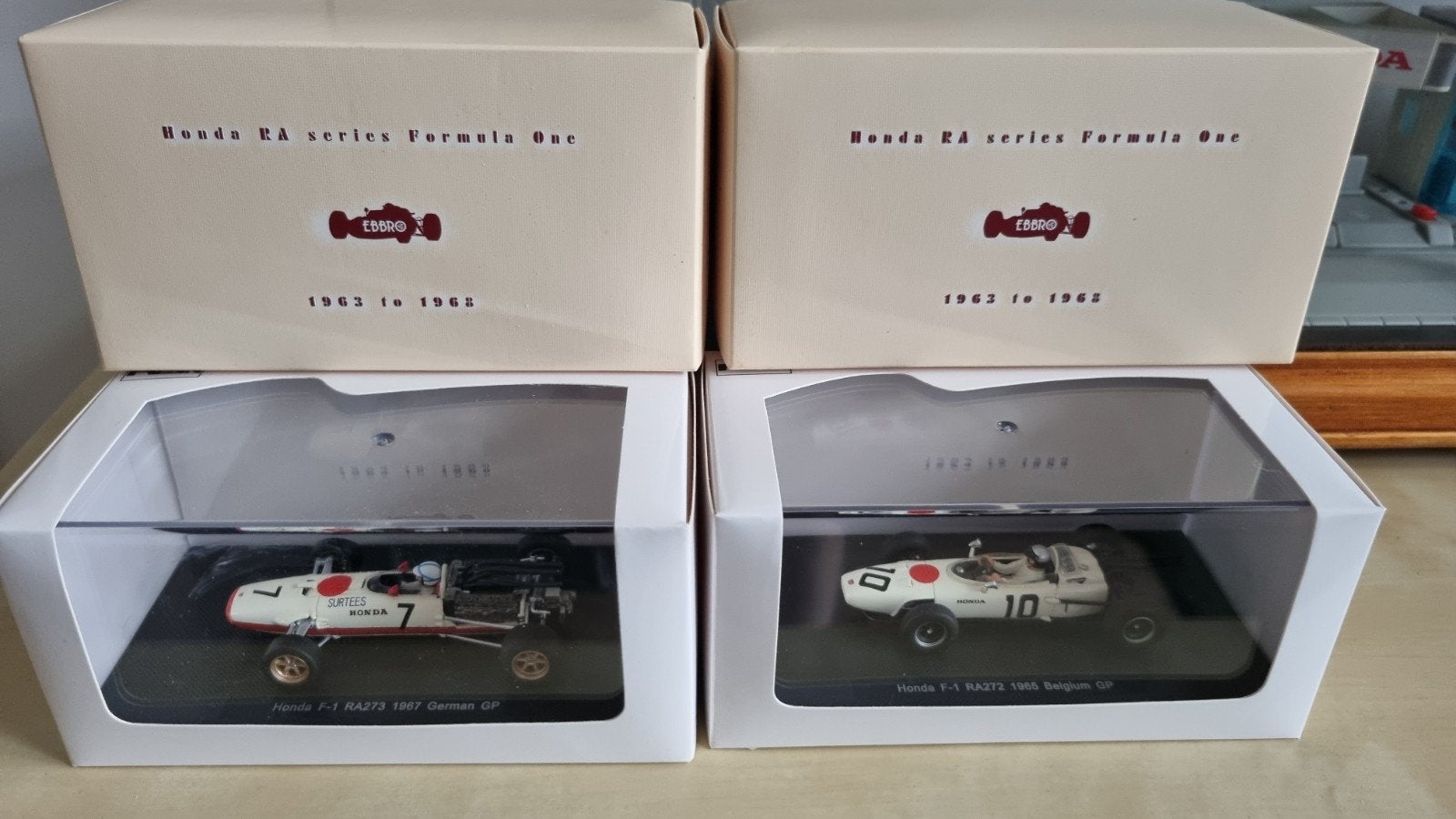 Ebbro 1/43 Honda F-1 RA273 1967 & RA272 1965 modelauto's, Ophalen of Verzenden, Nieuw, Auto, Overige merken