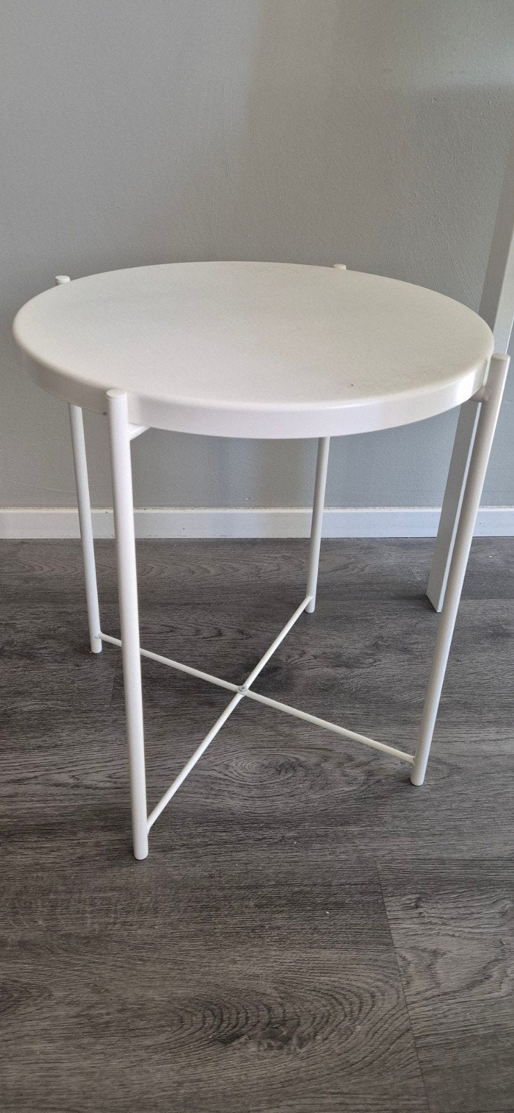 Kleine witte ronde tafel, 45 tot 60 cm, Minder dan 55 cm, Gebruikt, Metaal of Aluminium