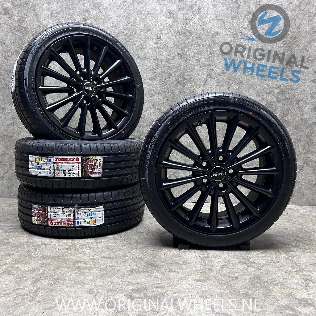 17 inch originele JCW velgen + zomerbanden Mini styling 505, Auto-onderdelen, Gebruikt, Banden en Velgen, Mini, 17 inch