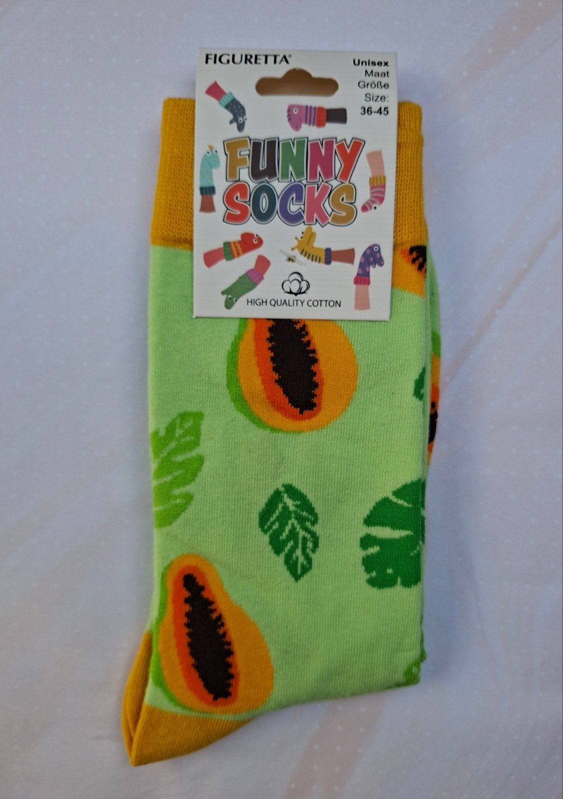 Funny Socks; One Size (Papaja-print), Sokken en Kniesokken, Overige kleuren, Nieuw, Overige maten