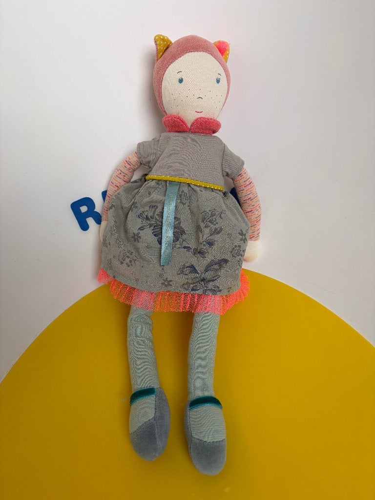 K2737 moulin roty pop popje met jurkje, Kinderen en Baby's, Ophalen of Verzenden, Zo goed als nieuw, Overige typen