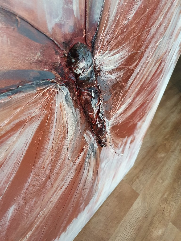 SCHILDERIJ 3 D VLINDER 120 X 120 CM, Huis en Inrichting, Ophalen, Zo goed als nieuw, Schilderij, 100 tot 125 cm