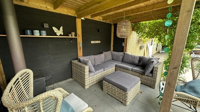 complete tuinset - echte wicker - met waterdichte opbergbox, Tuin en Terras, Ophalen, Gebruikt, 6 zitplaatsen, Bank
