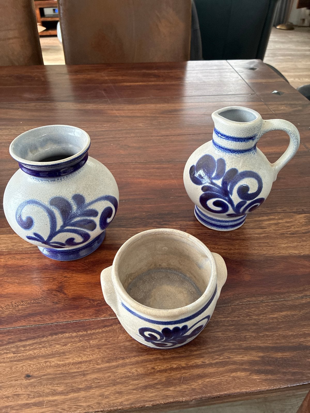 Set van 3 vintage Westerwald aardewerk kannen/vazen, Antiek en Kunst, Ophalen