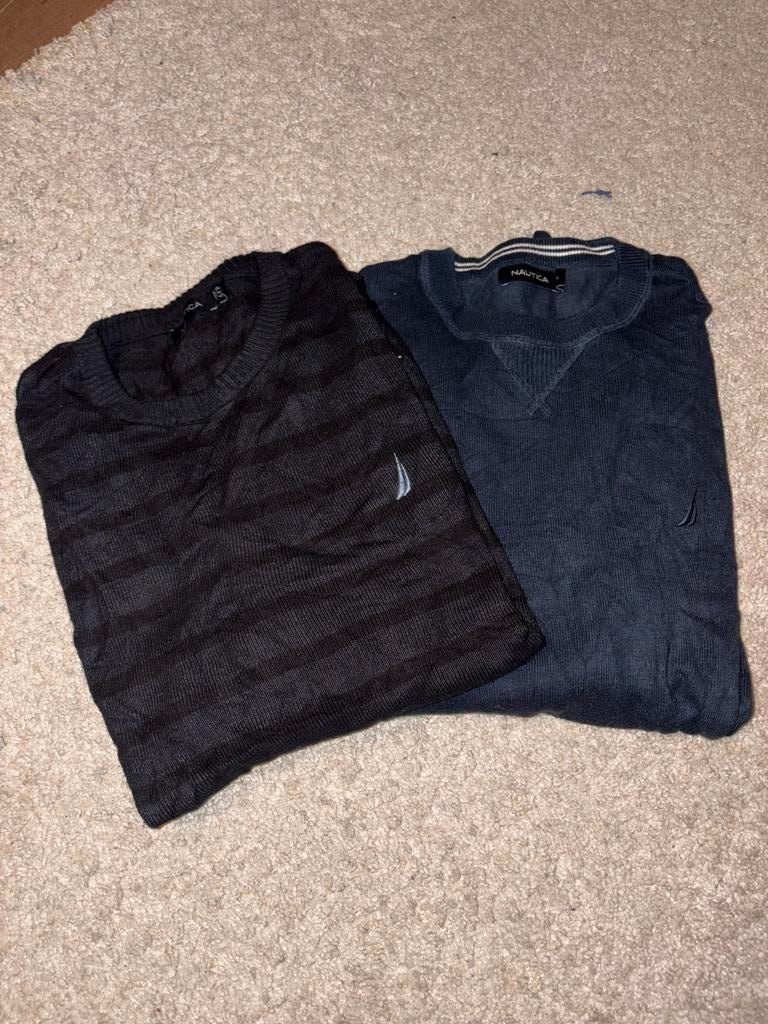 2 Nautica truien, zwart en blauw, maat L, Ophalen of Verzenden, Gedragen, Maat 52/54 (L), Zwart