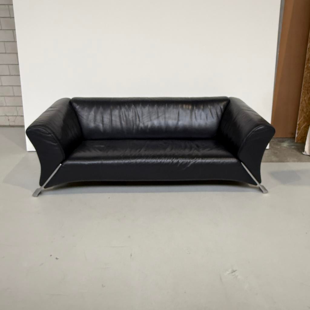 Klassieke Rolf Benz 2-zitsbank leer donkerblauw, Ophalen, Gebruikt, Tweepersoons, 200 tot 250 cm