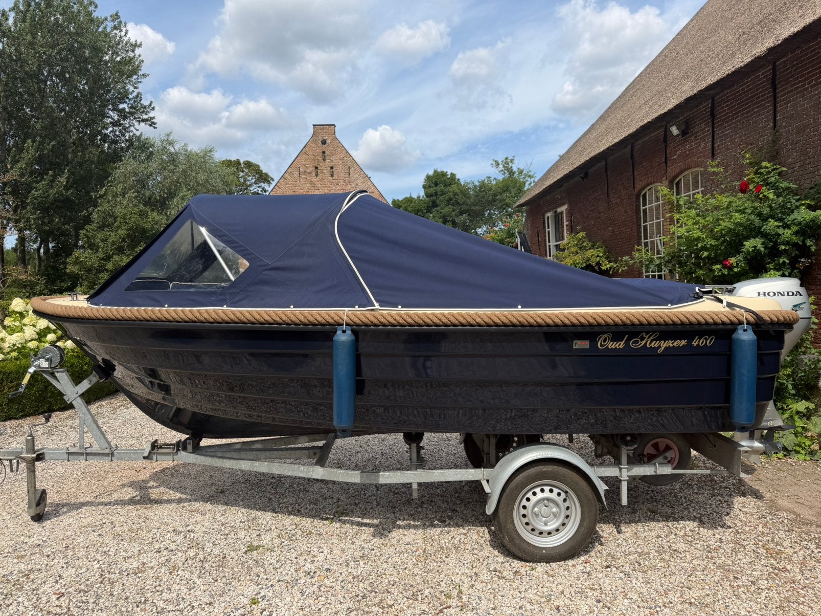 Oud Huijzer 460 | Honda 20 PK | Trailer | Vaarklaar, Zo goed als nieuw, Oud Huijzer, 20 pk, Ophalen