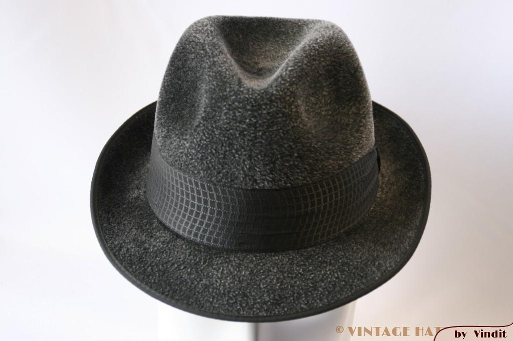 Vintage Gleufhoed Ottmar Reich grijs haarvilt 55 = S tot XS, Hoed, Ophalen of Verzenden, 57 cm (M, 7⅛ inch) of minder, Gedragen