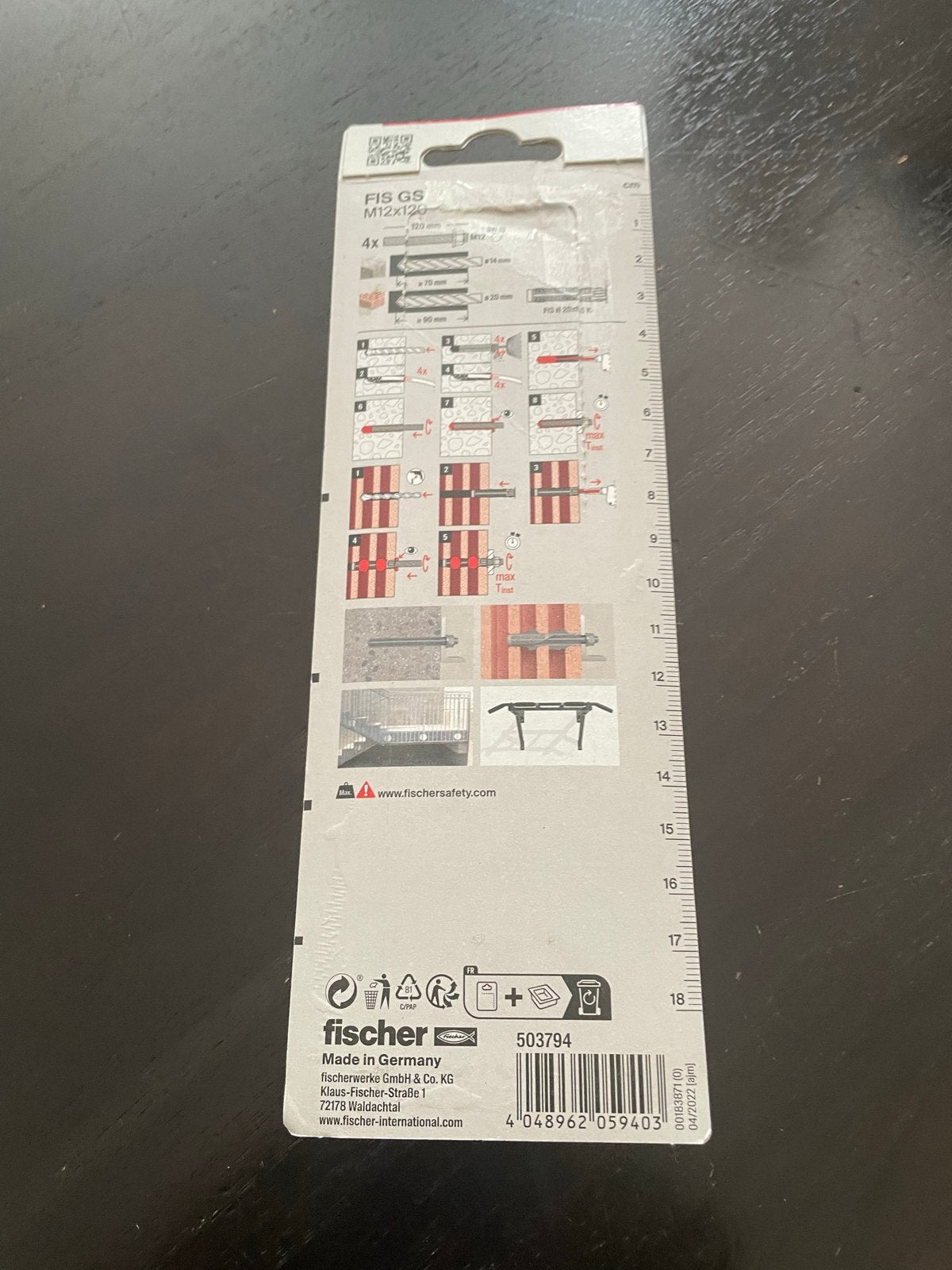 Fischer FIS GS M12x120 Ankerstangen met Moeren en Ringen, Ophalen of Verzenden, Nieuw, 100 tot 250 mm, Bouten of Moeren