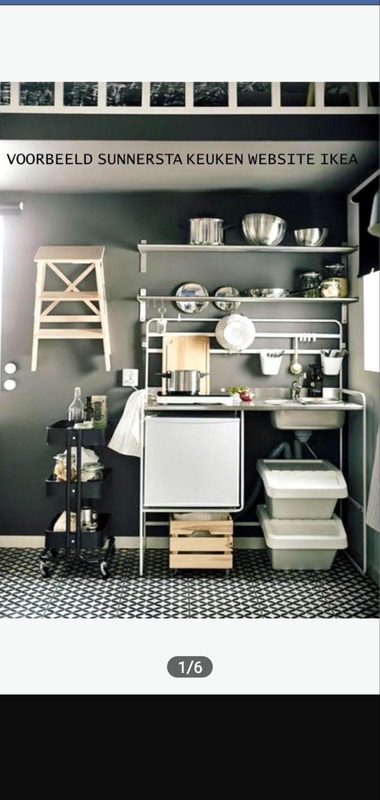 Ikea Sunnersta noodkeuken / buitenkeuken, Gebruikt, Wit, Enkelwandige keuken, Ophalen of Verzenden